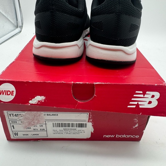 Kids New Balance 455 casual athletic shoes size 1 wide black - Picture 4 of 6